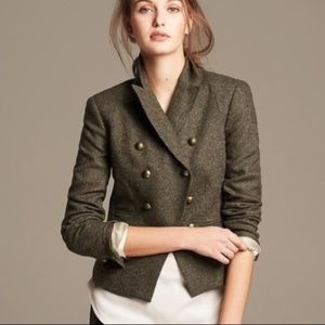 Banana Republic Tweed Military Style Olive Blazer / Size 12